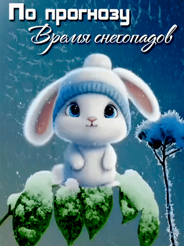 Анимированная открытка По прогнозу время снегопадов