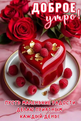 Открытка ДОБРОЕ УТРО! ПУСТЬ МАЛЕНЬКИЕ РАДОСТИ ДЕЛАЮ ПРИЯТНЫМ КАЖДЫЙ ДЕНЬ!