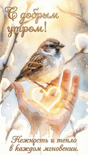 Открытка С добрым утром! Нежность и тепло в каждом мгновении.