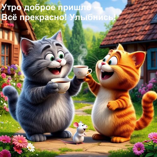 Открытка Утро доброе пришло — всё прекрасно! Улыбнись!