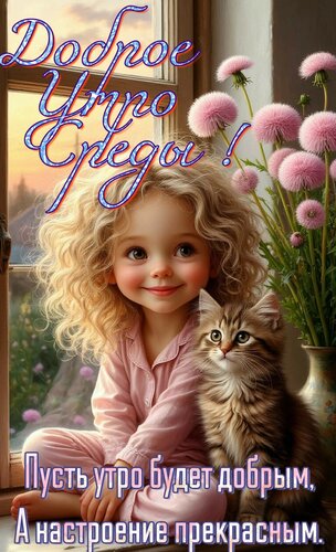 Открытка Доброе утро среды. Пусть утро будет добрым, а настроение прекрасным
