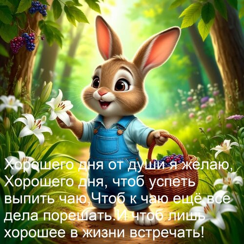 Открытка Хорошего дня от души я желаю, Хорошего дня, чтоб успеть выпить чаю, Чтоб к чаю ещё все дела порешать