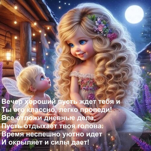 Открытка Вечер хороший пусть ждет тебя и Ты его классно, легко проведи! Все отложи дневные дела, Пусть отдыха