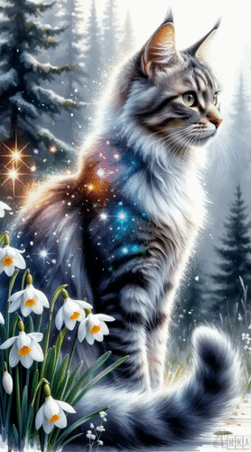 Анимированная открытка Кошка