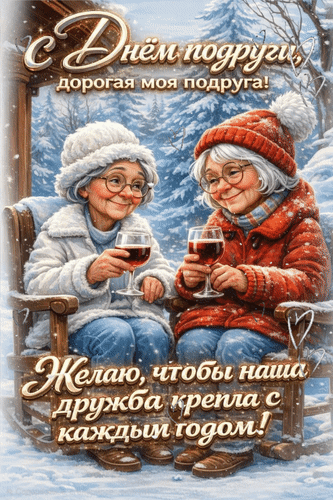 Анимированная открытка С Днём подруги, дорогая моя подруга! Желаю, чтобы наша дружба крепла с каждым годом!
