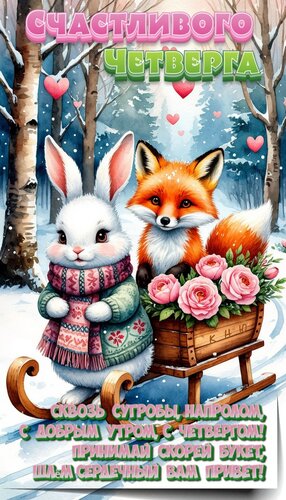 Открытка Счастливого четверга. Сквозь сугробы, напролом, с добрым утром, с четвергом...