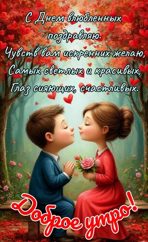 Открытка С днём влюблённых поздравляю, чувств вам искренних желаю