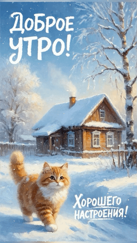 Анимированная открытка Доброе утро! Хорошего настроения!