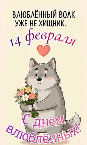 Открытка 14 февраля. С днём влюблённых