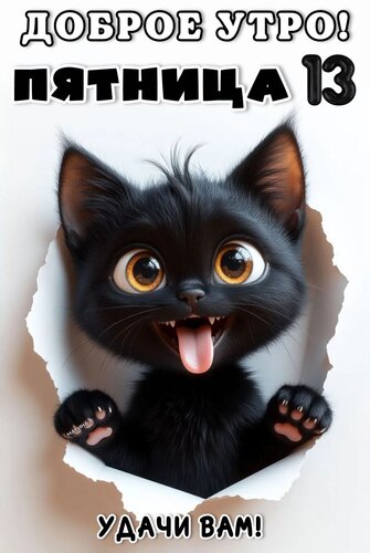 Открытка ДОБРОЕ УТРО! ПЯТНИЦА 13! УДАЧИ ВАМ!