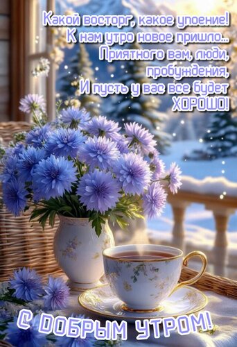 Открытка Какой восторг, какое упоение! К нам утро новое пришло... Приятного вам, люди, пробуждения,