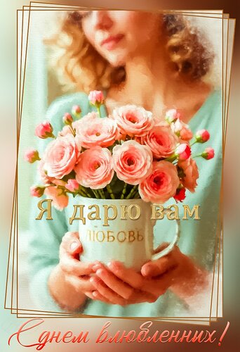 Открытка С днем влюбленных! Я дарю вам ЛЮБОВЬ