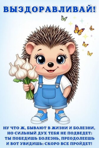 Открытка Выздоравливай! Ну что ж бывают в жизни и болезни, но сильный дух тебя не подведет: ты победишь болезнь