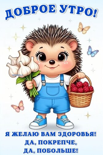 Открытка ДОБРОЕ УТРО! Я ЖЕЛАЮ ВАМ ЗДОРОВЬЯ! ДА, ПОКРЕПЧЕ, ДА, ПОБОЛЬШЕ!