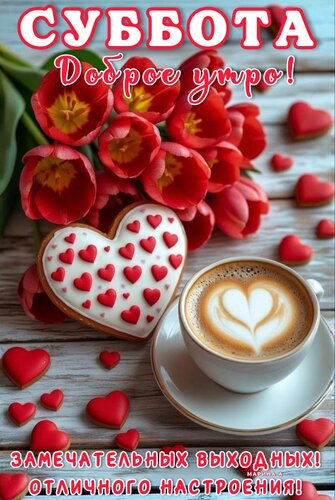Открытка СУББОТА. ДОБРОЕ УТРО! ЗАМЕЧАТЕЛЬНЫХ ВЫХОДНЫХ! ОТЛИЧНОГО НАСТРОЕНИЯ!