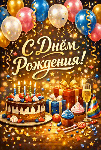 Анимированная открытка С днём рождения!