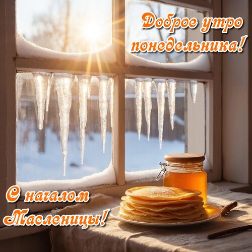 Открытка Доброе утро понедельника! С началом Масленицы!
