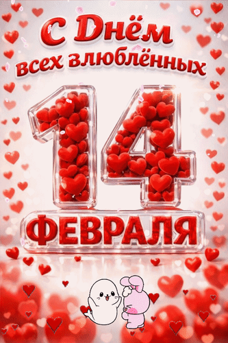 Анимированная открытка 14 февраля С Днём всех влюблённых!