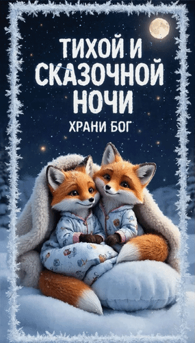 Анимированная открытка Тихой и сказочной ночи. Храни Бог.