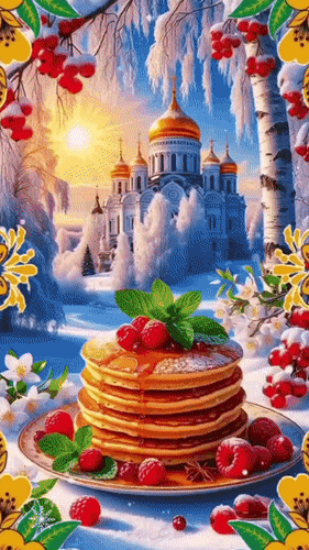 Анимированная открытка 17 февраля Встречаем второй день Масленицы Заигрыш С добрым утром! Вторник. Пусть этот день будет