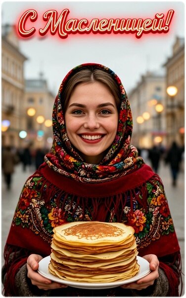 Открытка С МАСЛЕНИЦЕЙ!