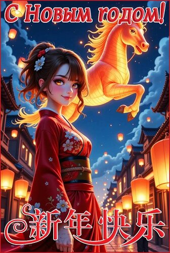 Открытка С Новым годом! Китайским.