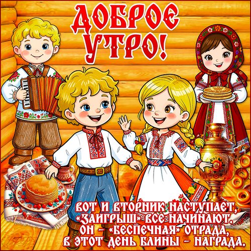 Открытка Доброе утро. Масленица. Заигрыш 
