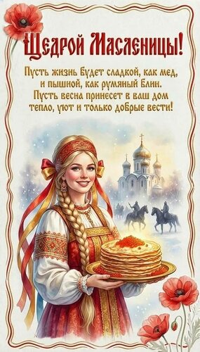 Открытка С МАСЛЕНИЦЕЙ!