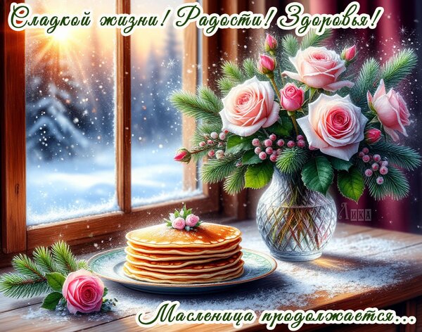 Открытка Масленица продолжается