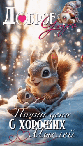 Анимированная открытка Доброе утро. Начни день с хороших мыслей.