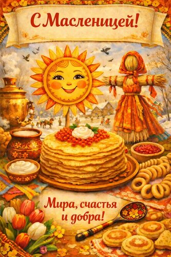 Открытка с масленицей поздравляю