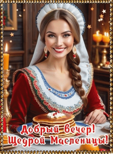 Анимированная открытка Добрый вечер! Щедрой Масленицы!