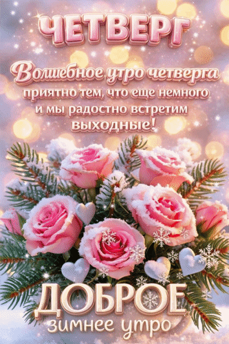 Анимированная открытка Четверг. Волшебное утро четверга приятно тем, что ещё немного и мы радостно встретим выходные!