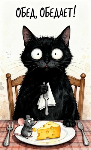 Открытка Обед, обедает!