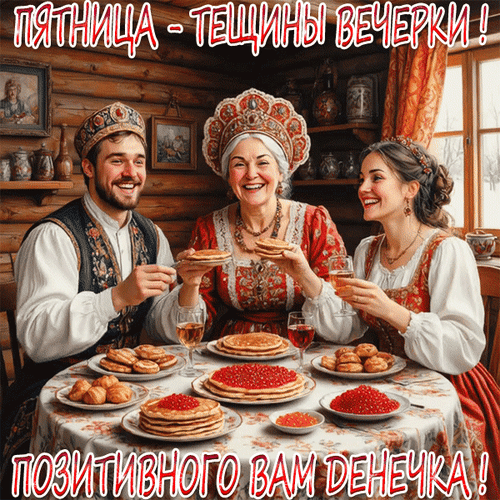 Анимированная открытка Пятница - Тёщины вечерки! Позитивного вам денёчка!