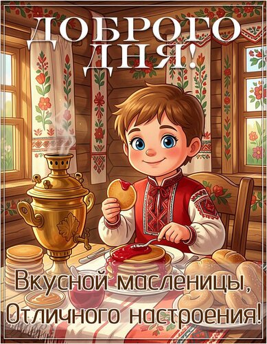 Открытка Доброго дня! Вкусной масленицы, отличного настроения!