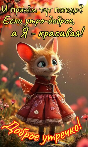 Открытка И причём тут погода? Если утро доброе, а я красивая. Доброе утречко