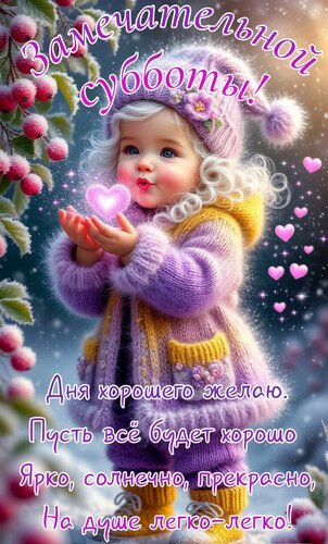 Открытка Замечательной субботы. Дня хорошего желаю, пусть всё будет хорошо.