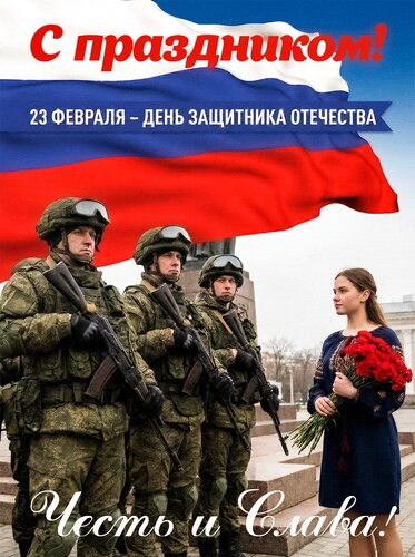 Открытка С 23 февраля! С днем защитника Отечества!