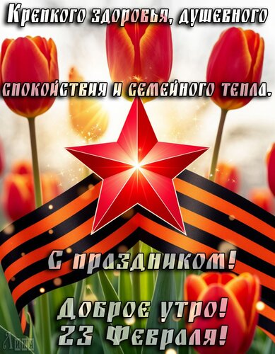 Открытка День защитника Отечества. Утро