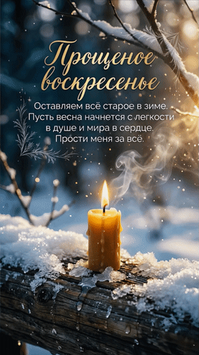 Анимированная открытка Прощеное воскресенье. Оставляем всё старое в зиме. Пусть весна начнется с легкости в душе и мира в сердце.