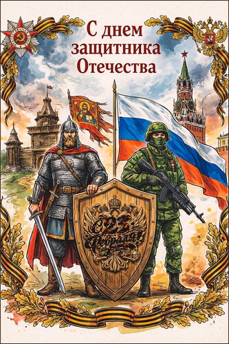 Открытка С 23 февраля! С днем защитника Отечества!