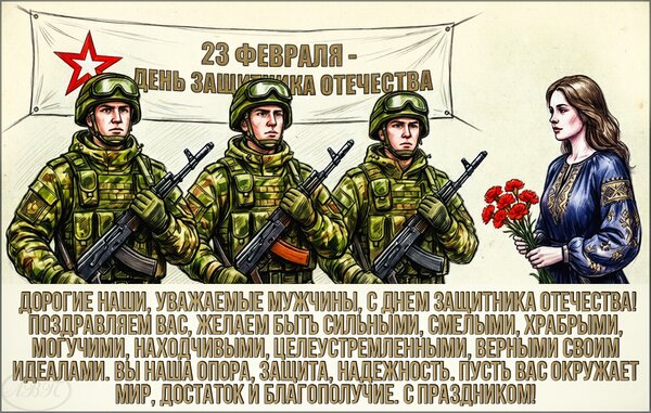 Открытка С 23 февраля! С днем защитника Отечества!