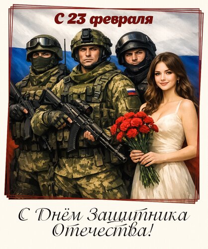 Открытка С 23 февраля! С днем защитника Отечества!
