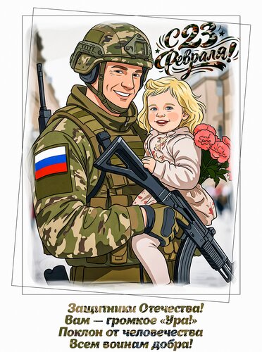 Открытка С 23 февраля! С днем защитника Отечества!