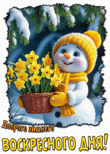 Анимированная открытка Доброго зимнего воскресного дня!
