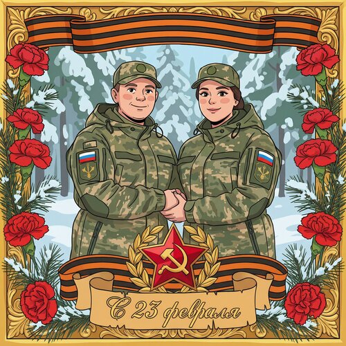 Открытка С 23 февраля! С днем защитника Отечества!