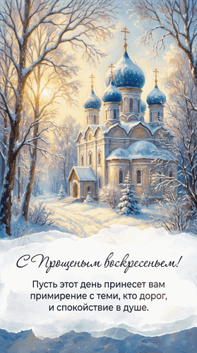 Анимированная открытка С Прощеным воскресеньем! Пусть этот день принесет вам примирение с теми, кто дорог и спокойствие в душе.