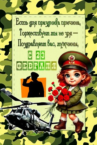 Открытка С 23 февраля. Пожелание
