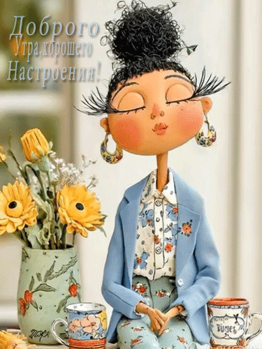 Анимированная открытка Доброго утра, хорошего настроения!